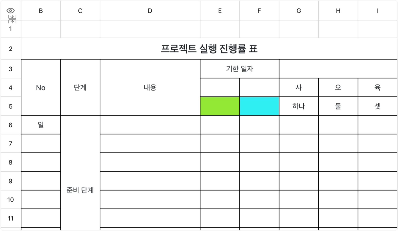 프로젝트 실행 진행률 표